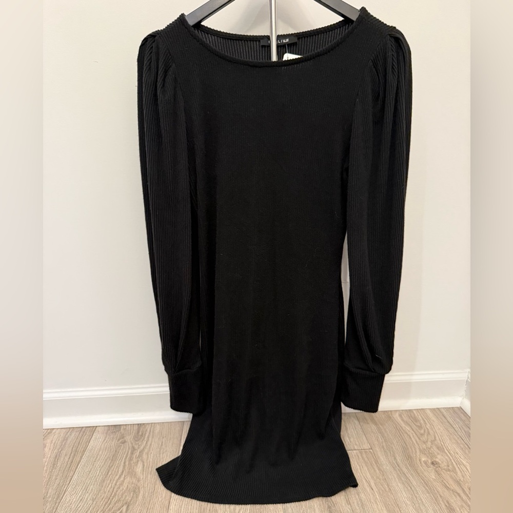 Stylive Avery Mae Moments of Bliss Ribbed Dress Black Medium NWT
